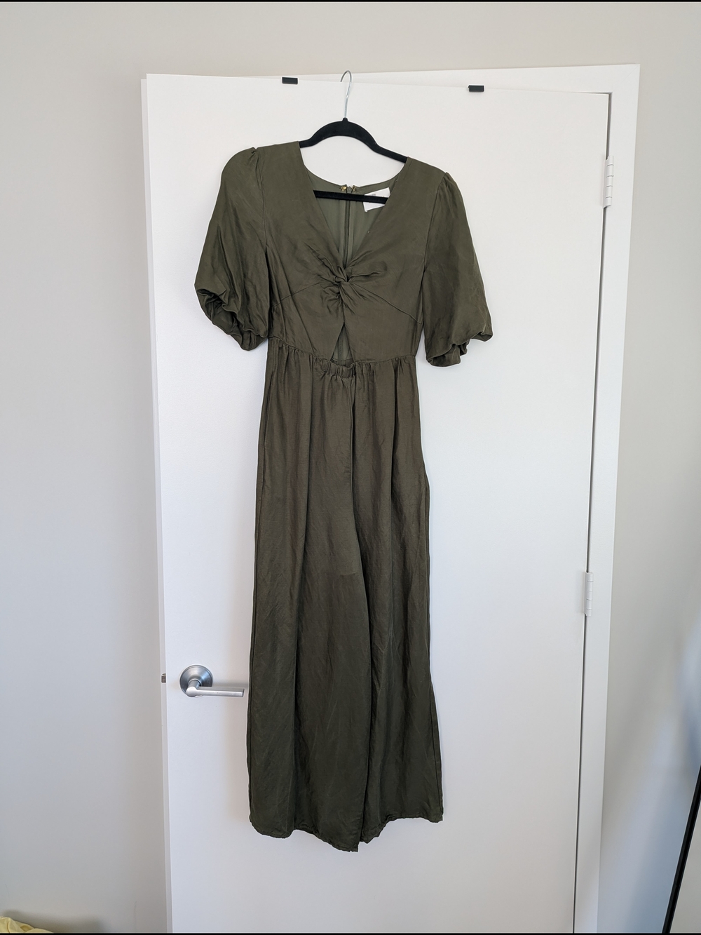 Olive Green Maxi Dress with Twist Front Detail